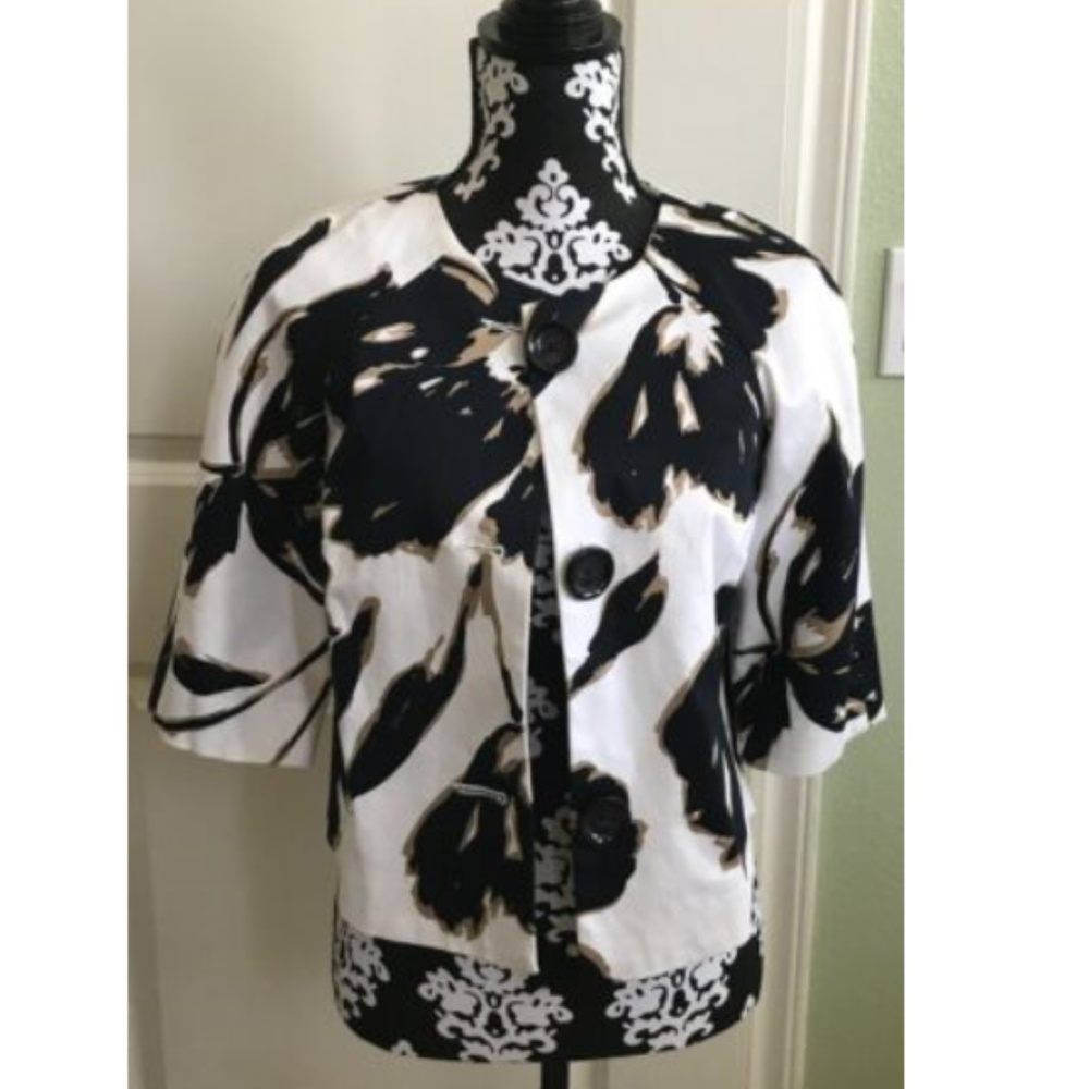 Michael Kors Women's Floral Cropped Pleated Blazer